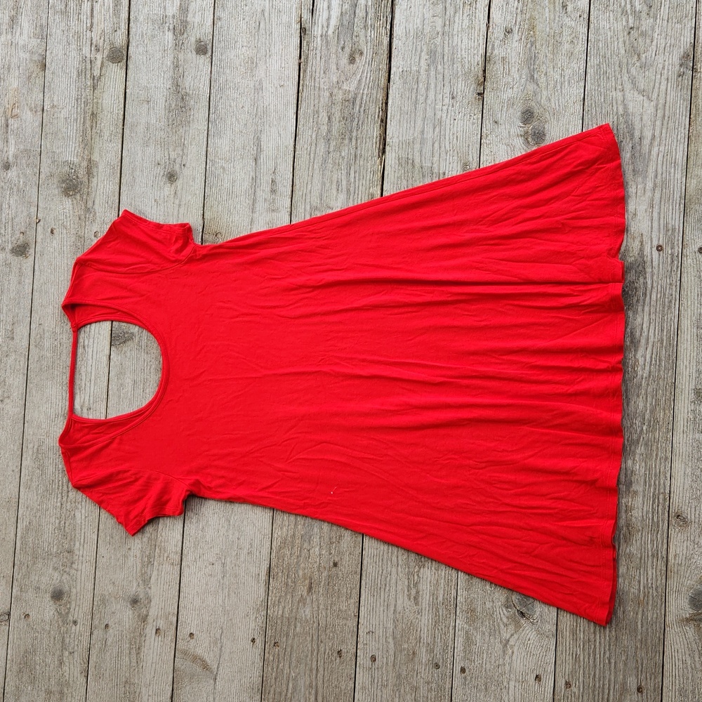 Red Vanity Stretch Swing Dress  Loose Soft T-Shirt Dress Casual Small  Summer